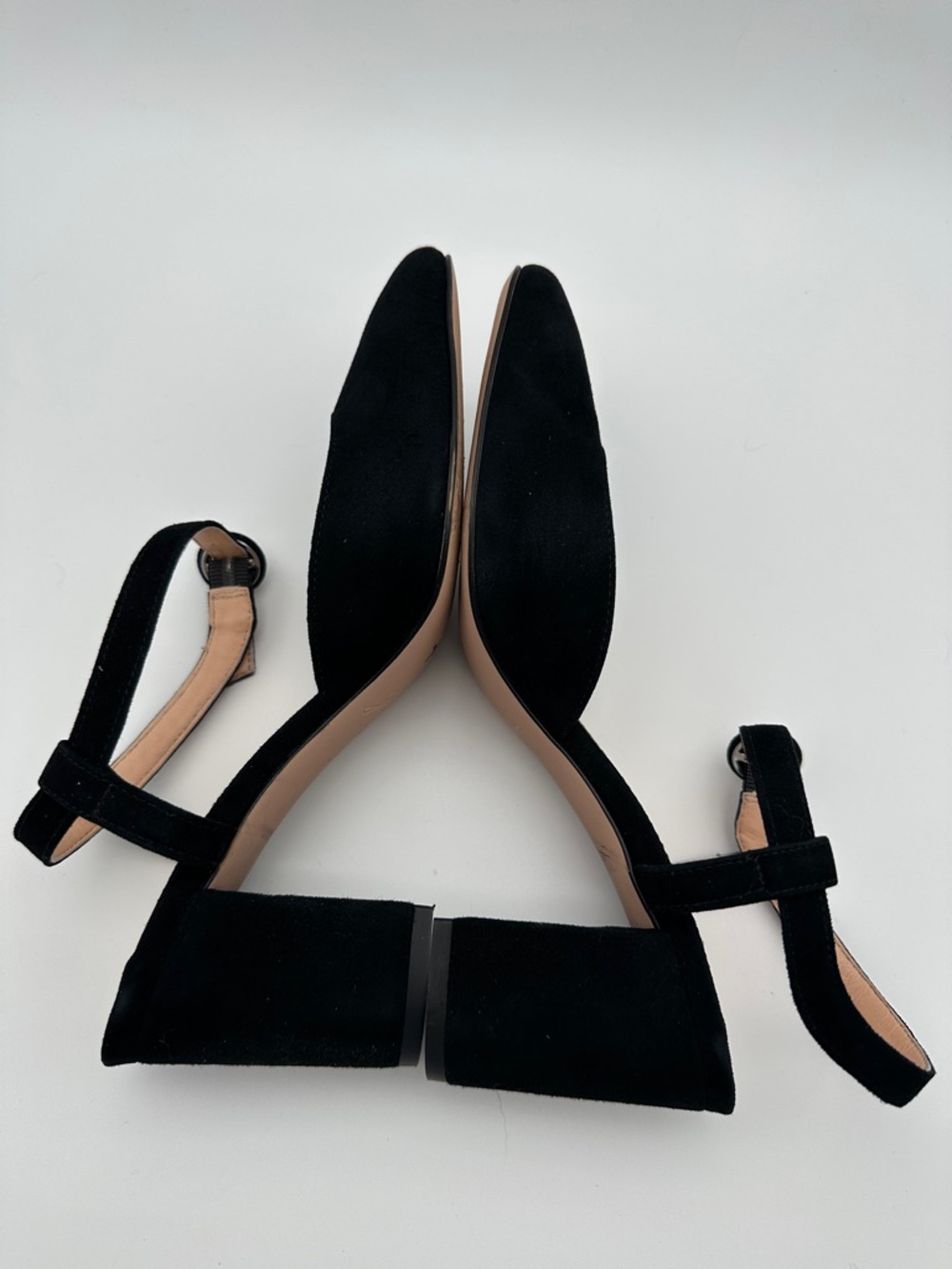 J. Crew Maisie Almond Toe Black Italian Suede Pumps 7.5 Heel 3” Made in Morocco - Picture 7 of 16